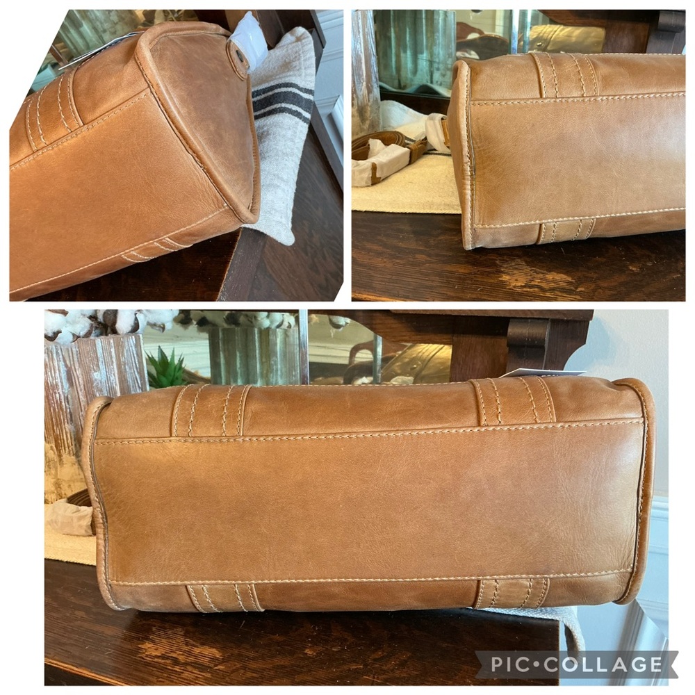 NWT Frye Melissa Leather Beige Brown Satchel Crossbody Handbag Bag Retail $388 - Picture 11 of 16